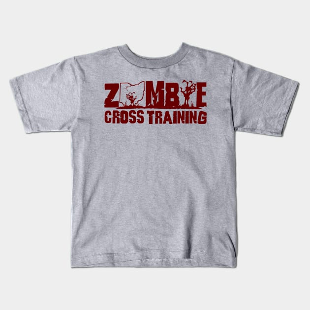 Zombie Hands Maroon Kids T-Shirt by ZombieCrossTraining